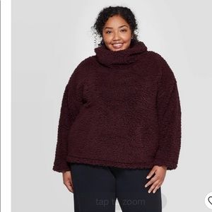 WomenPlus Size Turtleneck Sherpa Pullover Sweater